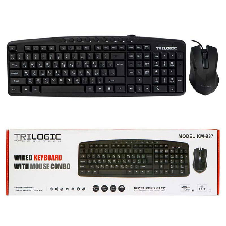 موس و کیبرد USB (کومبو) سیم دار TRILOGIC مدل KM-837