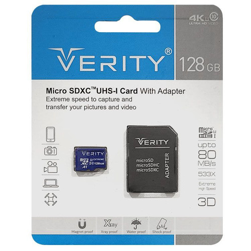 رم موبایل وریتی (VERITY) مدل 128GB MicroSDXC 80MB/S خشاب دار